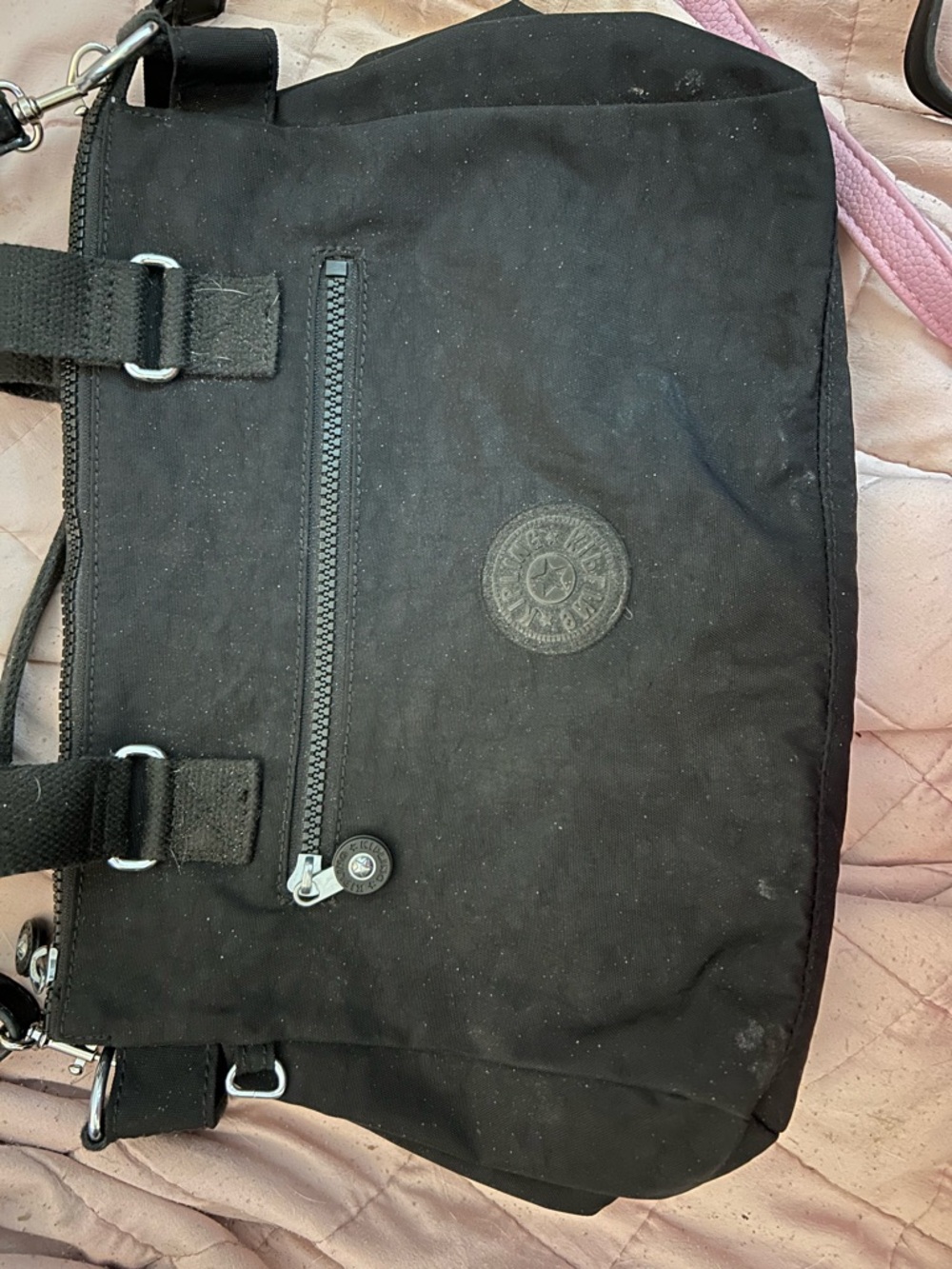 Kipling Black Nylon Crossbody Bag with Logo Patch